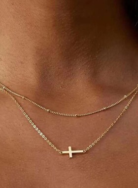 Jewelry accessories clip bead cross necklace women欧美项链女