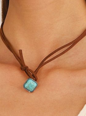 ethnic style double-layer collarbone chain choker necklace