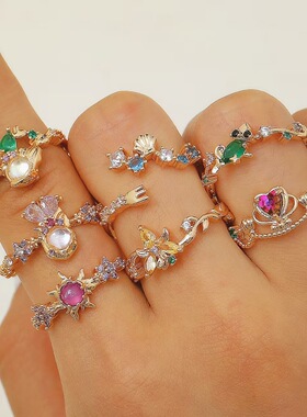New Colorful Flower Cartoon Open Ring Princess Rings Female