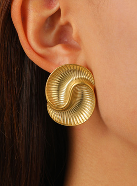 gold spiral earrings Europe America hyperbole accessories