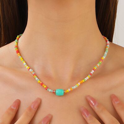 Beaded necklace yk colored stone pendant necklace decoration