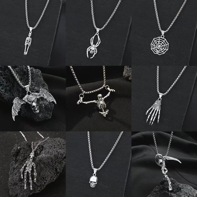 skeleton Punk necklace hip-hop pendant retro skull accessory