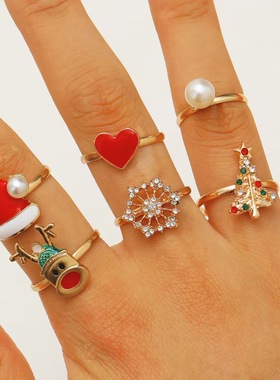 Jewelry Fashion Christmas Deer Ring Christmas Gift Set 戒指