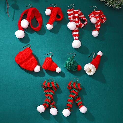 Autumn winter Christmas knitted hats scarves earrings girl饰