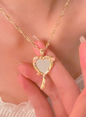 多巴胺镜子项链可爱少女锁骨链