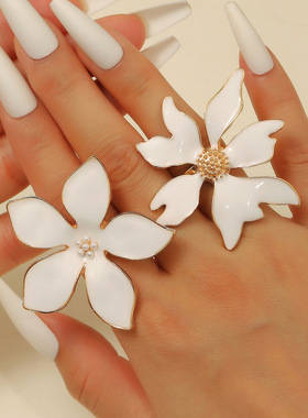 戒指New exaggeration Flower Rings Fashion Flower Mouth Ring