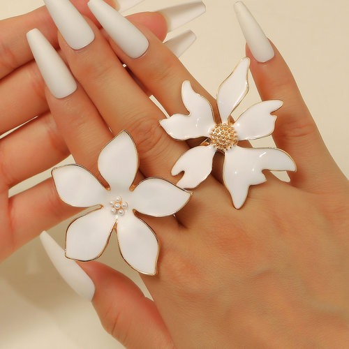 戒指New exaggeration Flower Rings Fashion Flower Mouth Ring