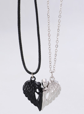 爱心项链Magnetic pendant for couples double love necklace