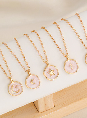New Star Moon Love Cross Necklace Women's Clavicle Chain项链