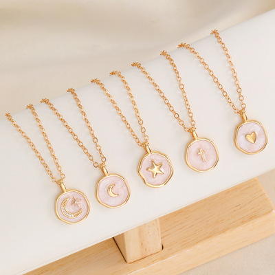 New Star Moon Love Cross Necklace Women's Clavicle Chain项链