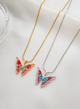 colorful Butterfly necklace princess necklaces Elegant women