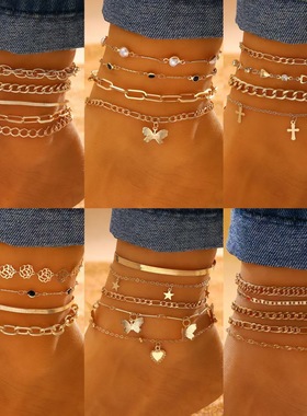 New Multi layer Chain Foot Chain Beach Decoration anklet脚链