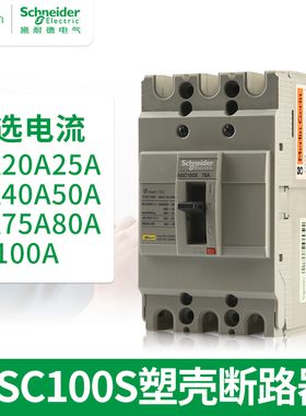 施耐德 塑壳断路器NSC100S 3P/100A 15A 20A 30A 40A 50A 60A 75A