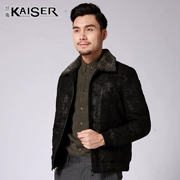 Áo len lông cừu nam của Kaiser / Caesar Áo khoác da dê ngắn Áo khoác mùa đông Hained Leather Down Leather Jacket - Quần áo lông thú