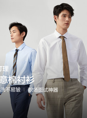 红豆长袖商务正装衬衫男士衬衣