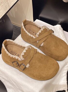 厚底一脚蹬单鞋女2025秋季新款复古皮带扣博肯鞋高颜值时尚懒人鞋