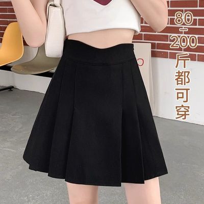 爆款大码高腰短裙a字百褶裙胖mm半身裙女春秋夏遮肚显瘦裙子2025