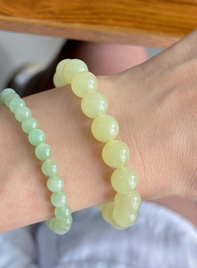 精品纯天然新疆和田玉若羌黄口料黄玉手串经典10mm圆珠玉石手链