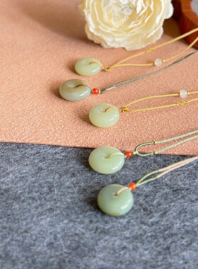 纯天然正宗新疆料和田玉精品平安扣吊坠项链玉坠玉石首饰饰品挂件