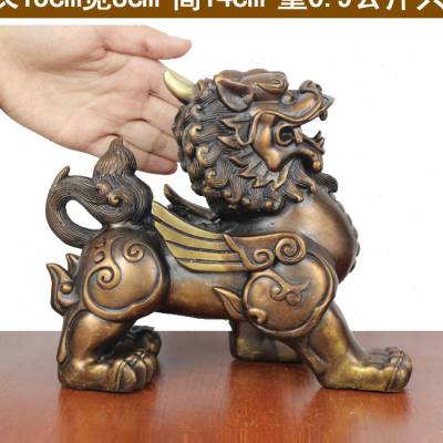 宇卓铜器纯铜貔貅独角貔貅瑞兽黄铜貔貅一对工艺品摆件獬豸.
