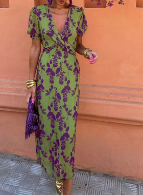 women's new dress ladies fashion dress2026时尚撞色长裙优雅