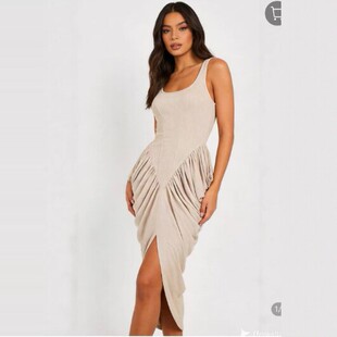 显瘦时尚 women 2026 dress风褶皱开叉连衣裙女新修身 slit stylish