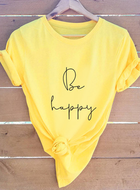 t恤女短袖2021新款Women Cotton Summer tShirt Funny Cute happy