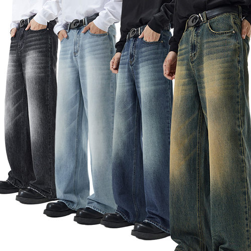 直筒牛仔裤男潮宽松阔腿Men's Jeans Casual Wide Leg Denim Pant
