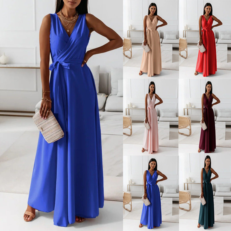 summer dress women elegant ladies vestidos 2026新款欧美系带v图片
