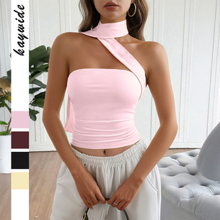 2026 women vest Girls tank top 欧美y2k辣妹时尚围脖抹胸背心衣