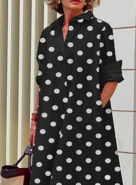 Womens Long Shirt Dress Spring Summer Korean Dress Retro女裙