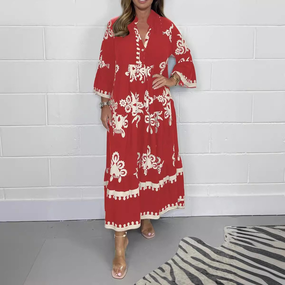 new dress women elegant ladies vestidos欧美新款气质优雅立领图片