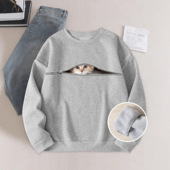 womens tops女卫衣休闲拉链小猫卫衣 pullover hoodies ladies
