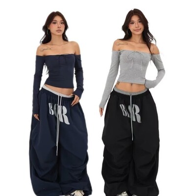 American Style Letter Sporty Sweatpants Women's baggy Pants
