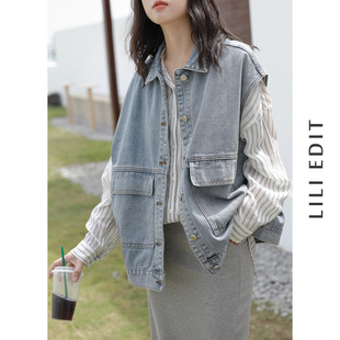 百搭宽松韩版 jeans 牛仔马甲外套女新款 vest waistcoats Denim