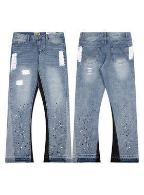 American retro washed denim trouser couple microflared Jeans