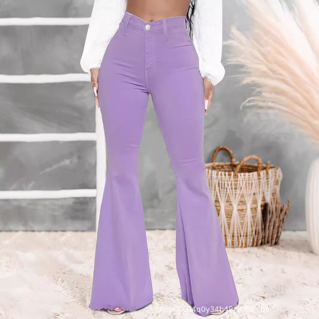 Women's牛仔裤紫色大喇叭