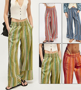2026欧美条纹阔腿裤女宽松Striped Wide Leg Pants baggy trouser