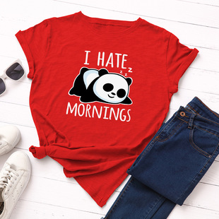 women hate t恤女恶搞熊猫 summer宽松圆领短袖 cotton tshirt