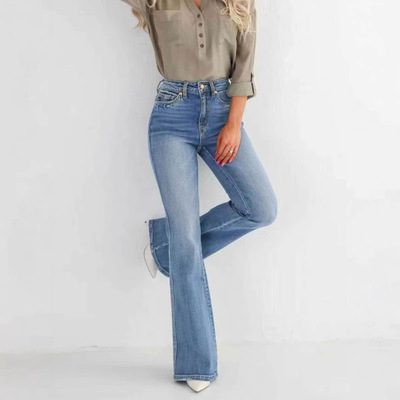 Women Pants Streetwear All Match Jeans Loose Fit Comfy Denim