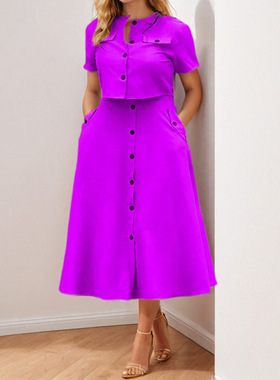 women's new dress ladies fashion dress2026新款气质优雅纯色