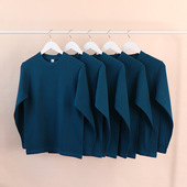 TShirt Long Sleeve Cotton Pullover Tops270g重磅宝石蓝色纯棉