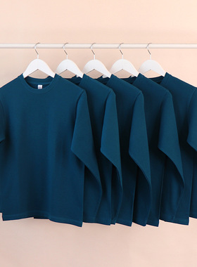 Cotton TShirt Long Sleeve Pullover Tops270g重磅宝石蓝色纯棉