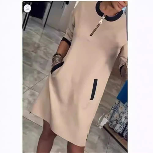 new dress women elegant ladies vestidos欧美女连衣裙v领拉链