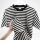 plain tshirt men women basic shirt重磅黑白条纹短袖 简约