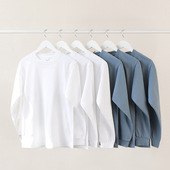 Tee Basic Tops250g重磅雾霾蓝新疆 Long Sleeve Cotton TShirt