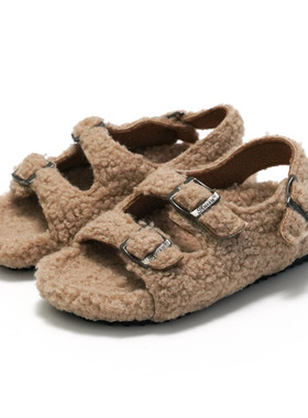 kids slippers flipflops slides sandals新品秋冬季加毛绒儿童