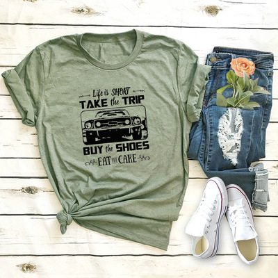 常规大码多色纯棉女街头短袖印花