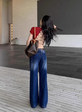 low rise baggy Jeans Denim pants Y2k Girls美式水洗阔腿牛仔裤