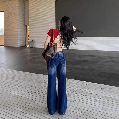 low rise baggy Jeans Denim pants Y2k Girls美式水洗阔腿牛仔裤